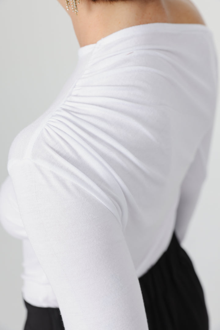 Clean07 White One Shoulder Shirt