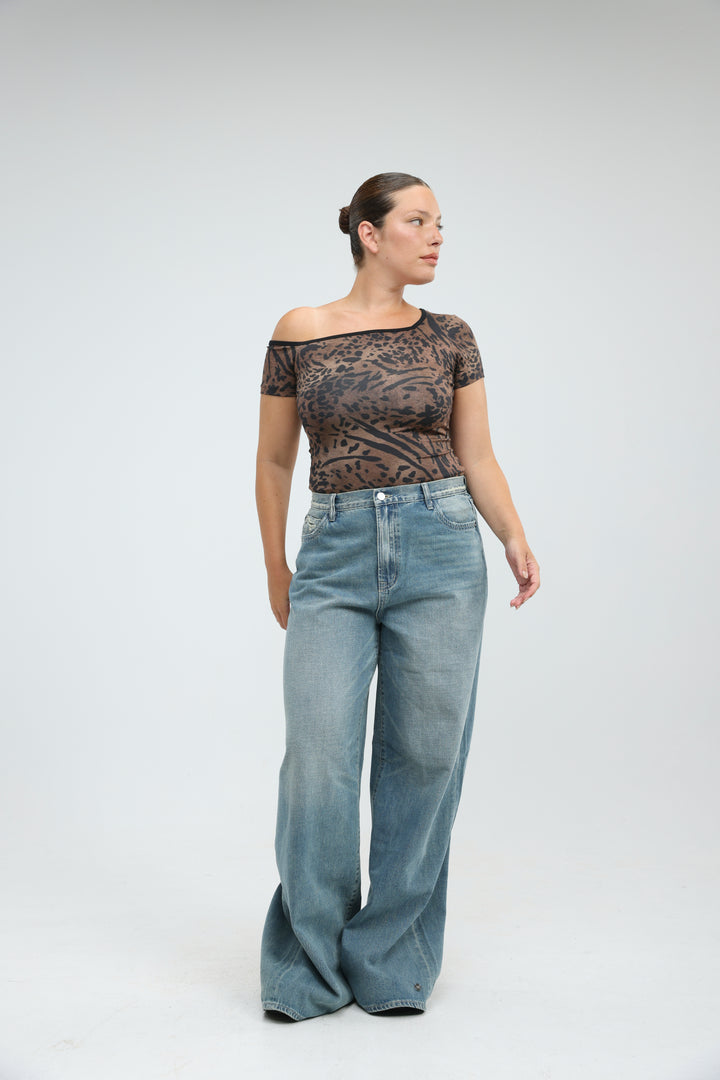 Temptation Leopard One Shoulder T-Shirt
