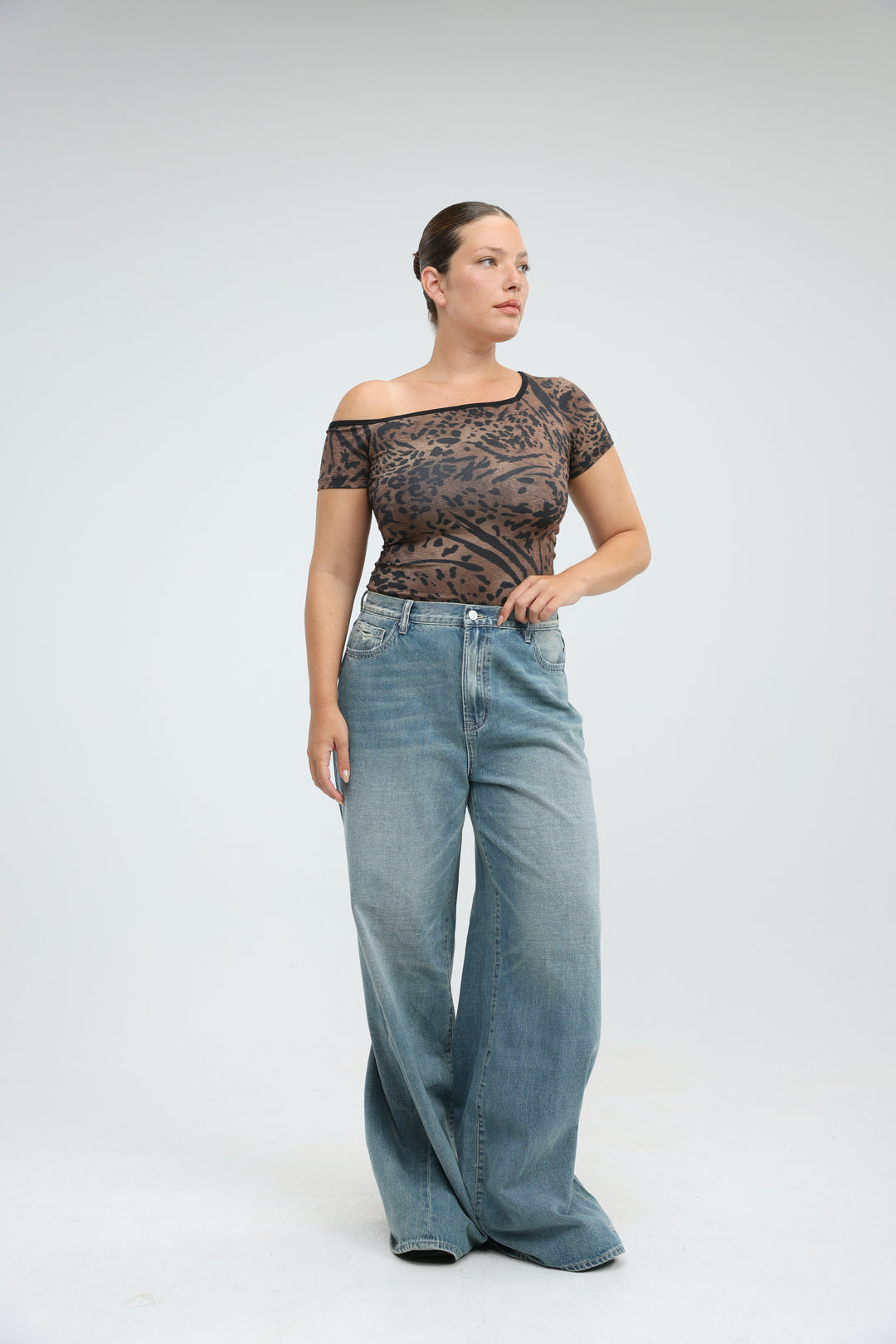 Temptation Leopard One Shoulder T-Shirt