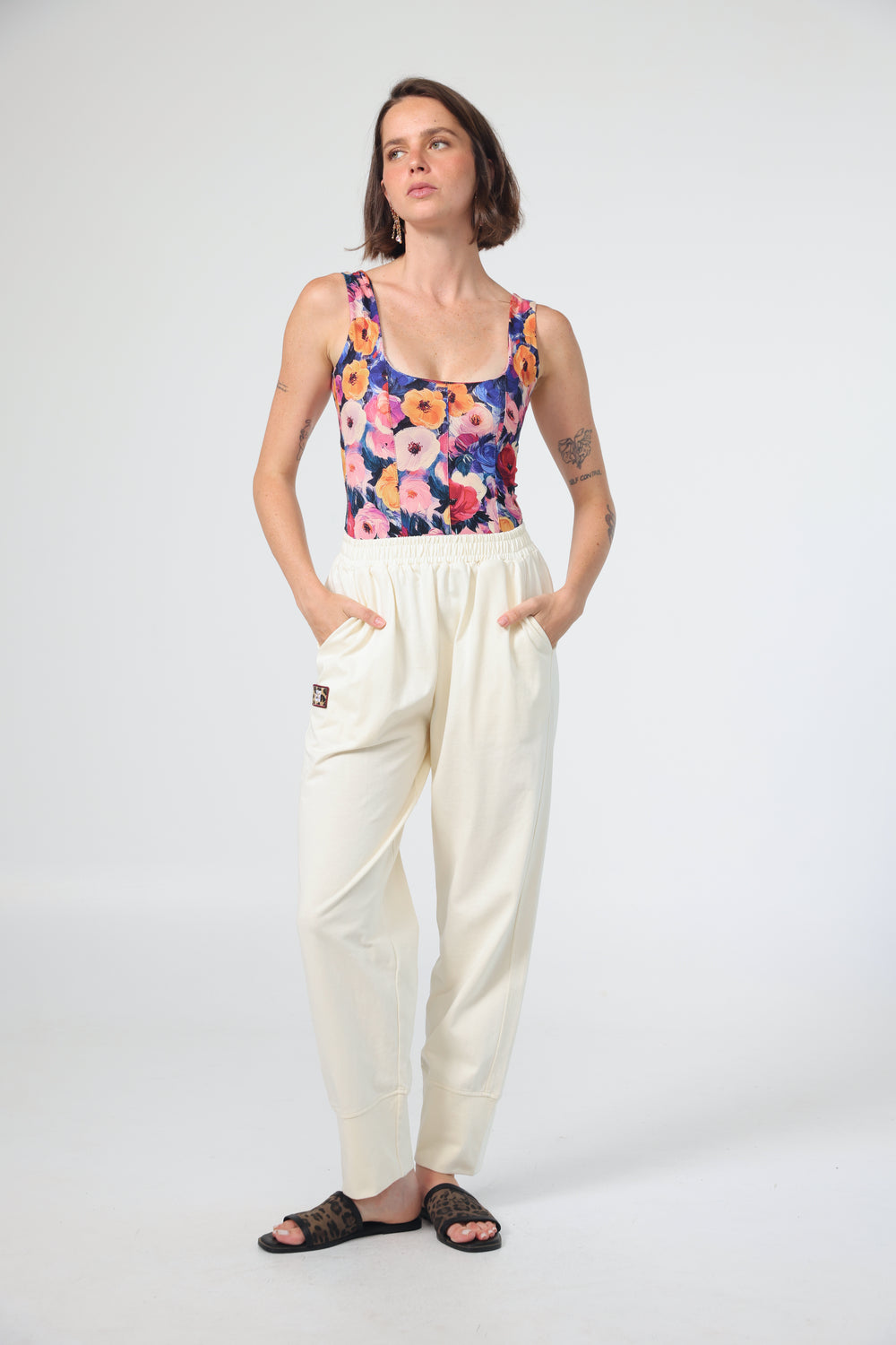 גופיית מחוך פרחונית לנשים Corset Floral Tank 