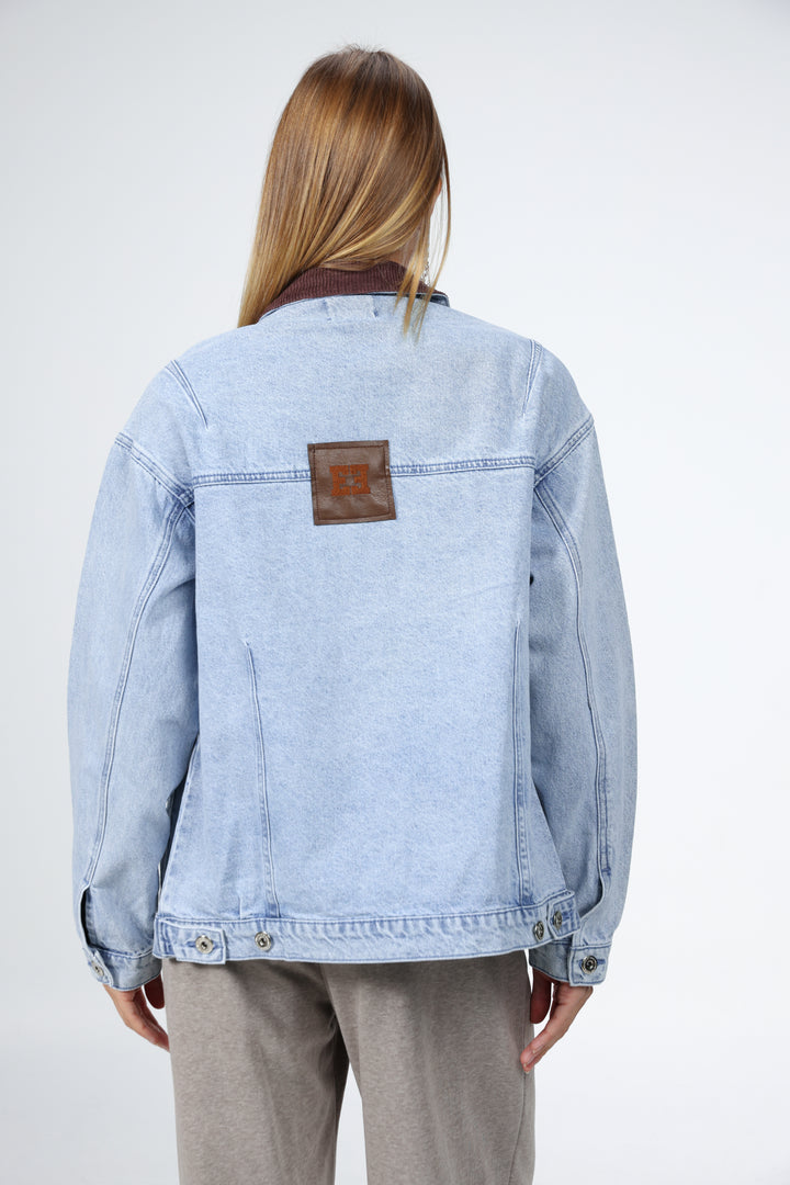 Corduroy Mixed Light Blue Denim Jacket