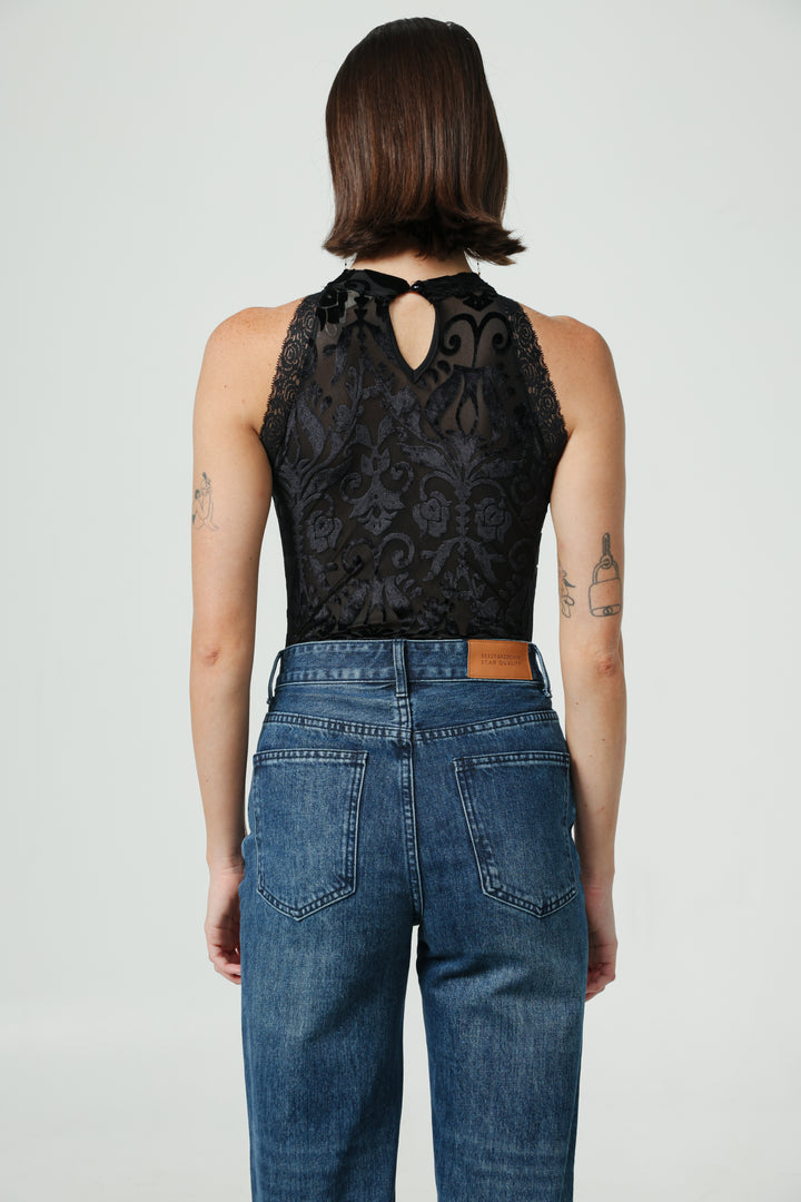 Burnout Velvet Black Bodysuit