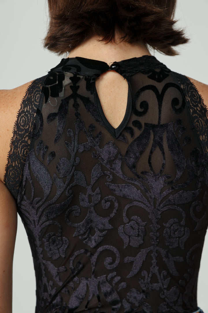 Burnout Velvet Black Bodysuit
