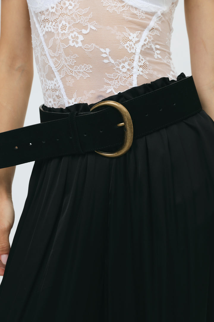 Wide Black Suede Belt