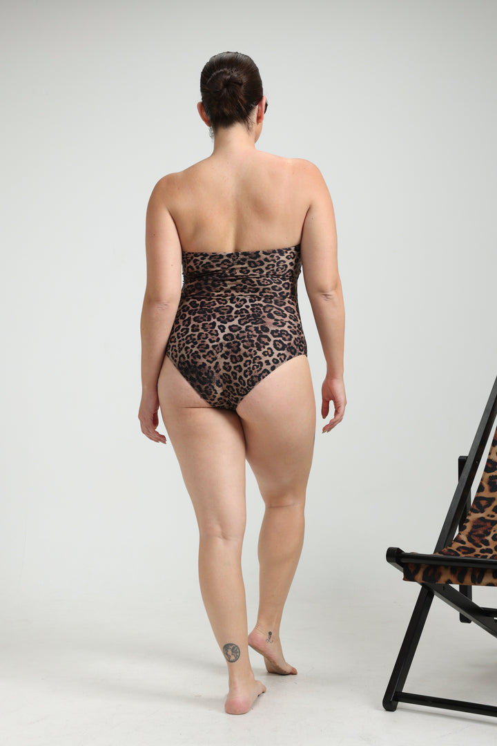 Impressionism Leopard/Black Swimsuit בגד ים שלם מנומר מידה לארג