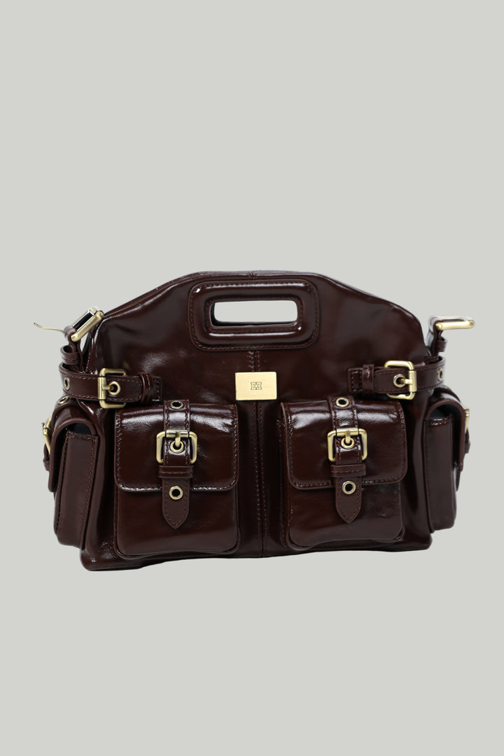 תיק עור יוקרתי עם כיסים מרובים ופריטי זהב Soul Brown Leather Bag 