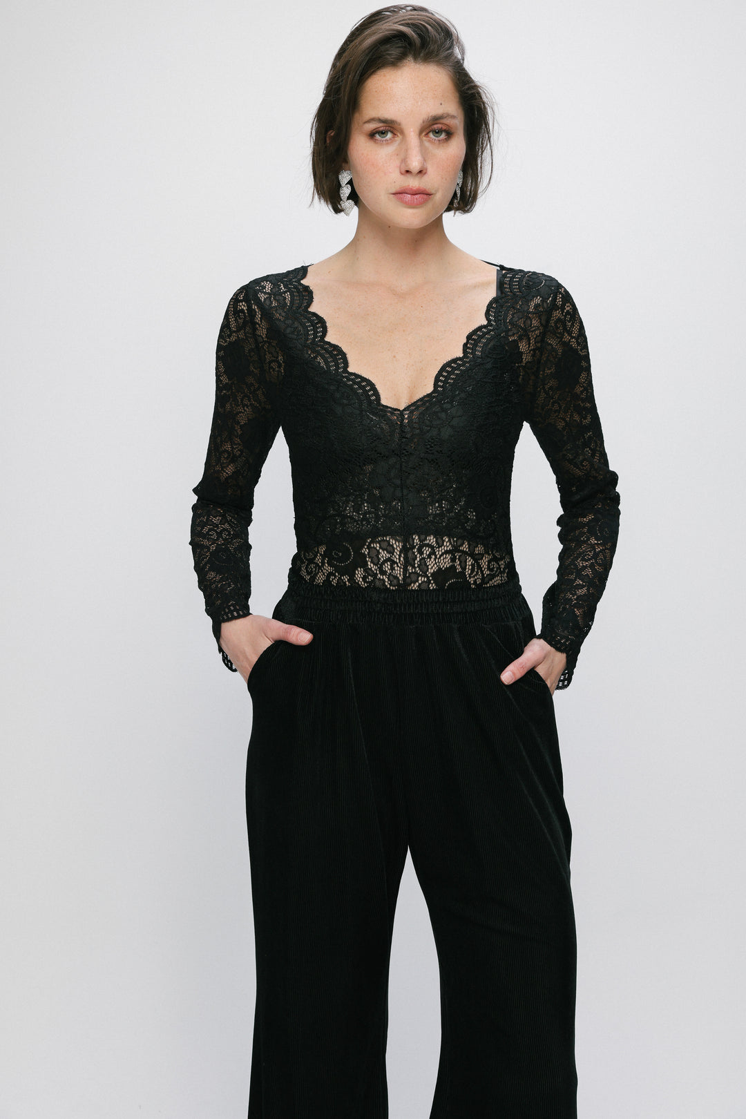 Midnight Black Lace Bodysuit