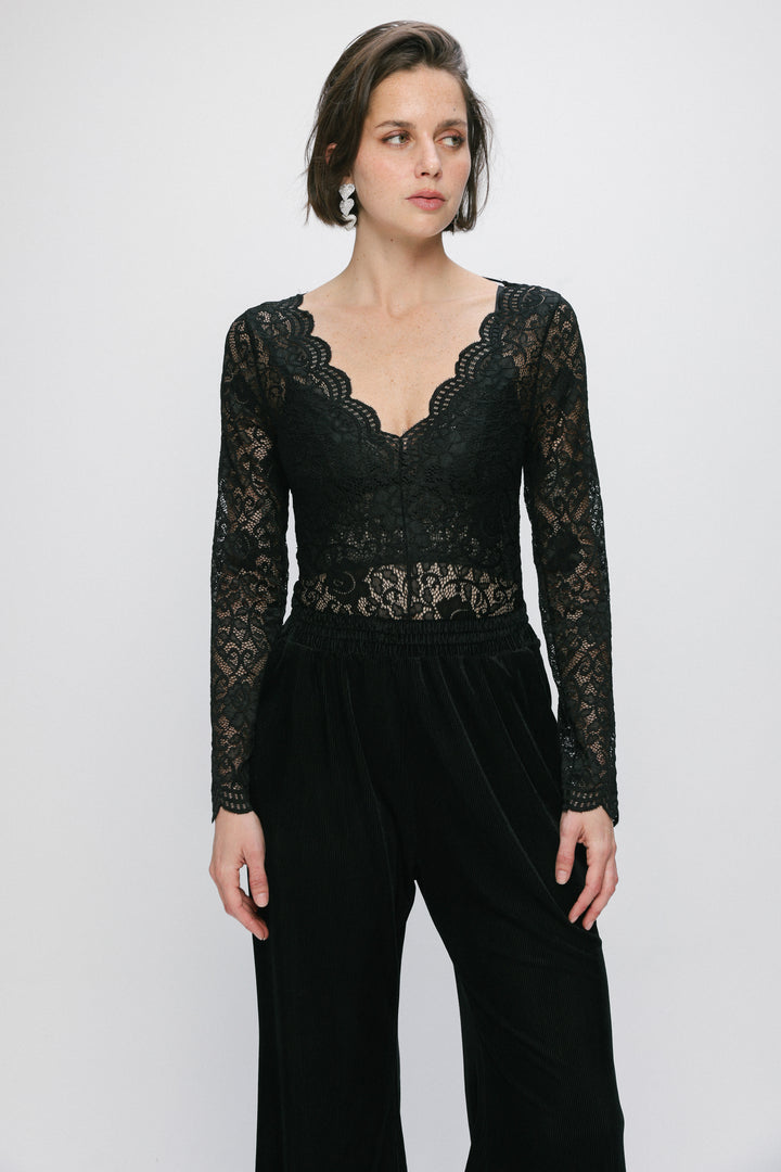 Midnight Black Lace Bodysuit