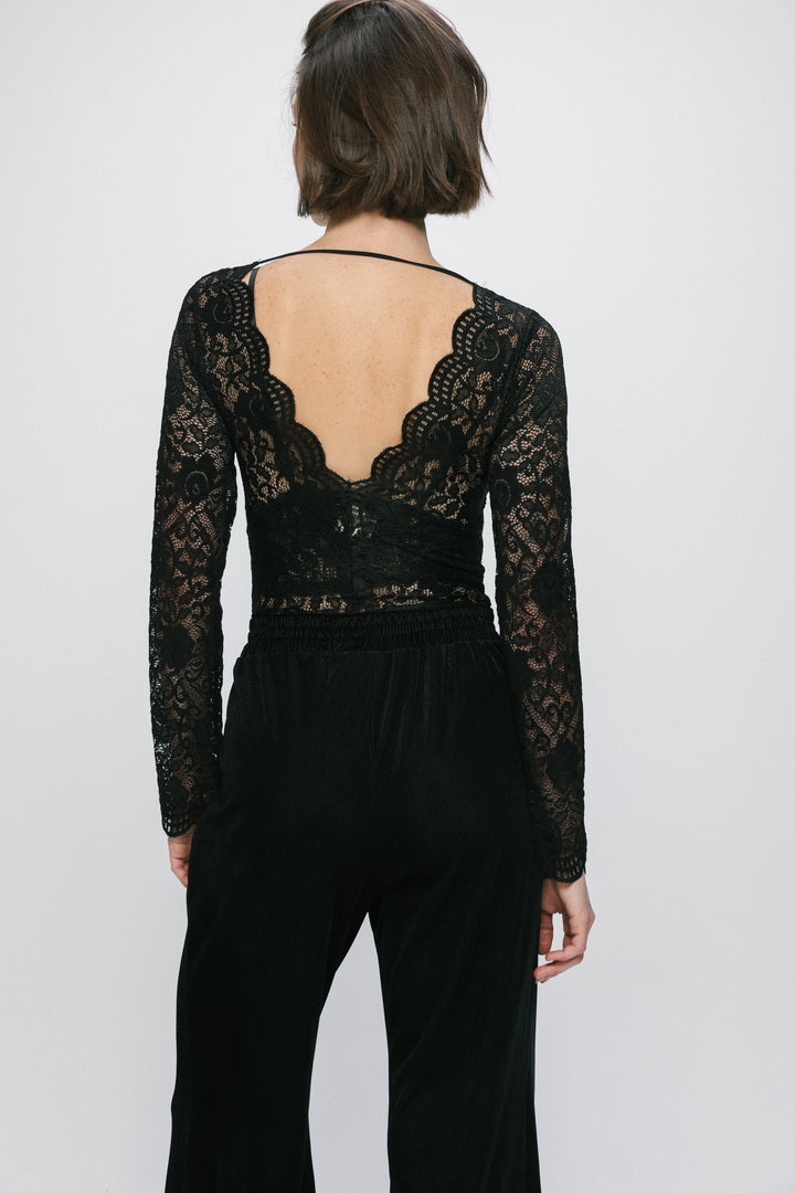 Midnight Black Lace Bodysuit
