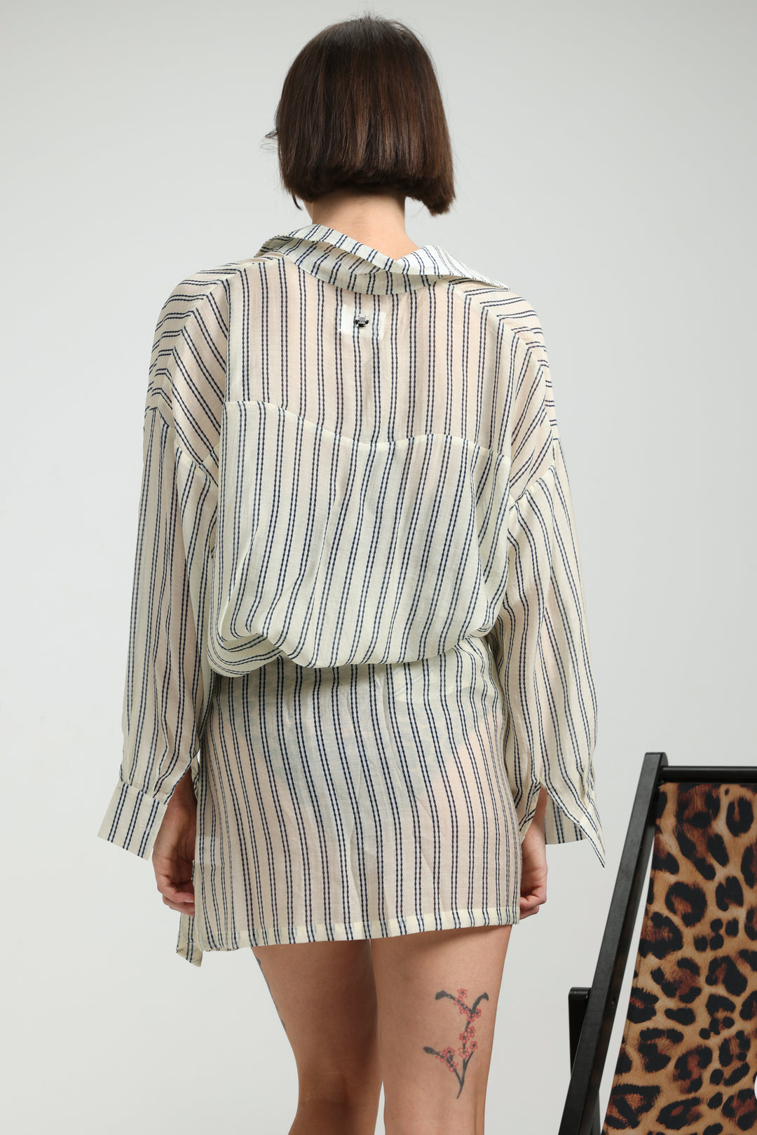 Fluid Cream Striped Skirt