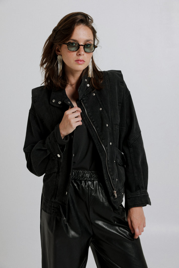 Wrap Black Denim Jacket