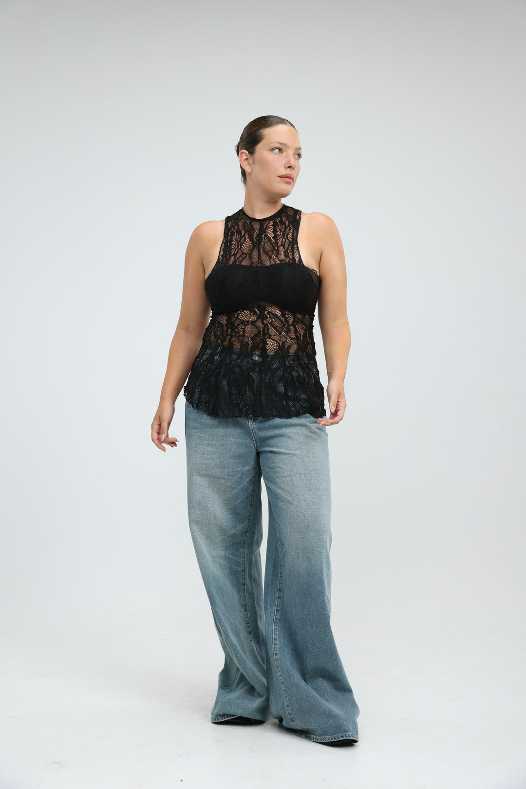 Long Black Lace Tank