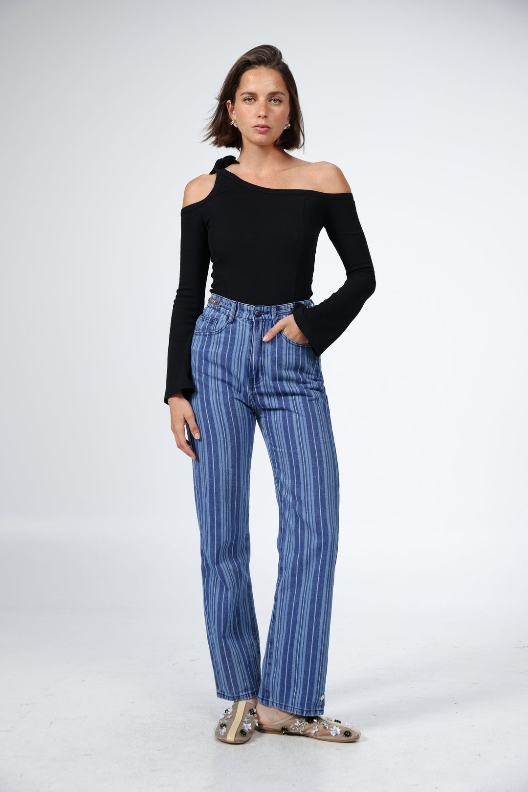 T Star Blue Striped Denim
