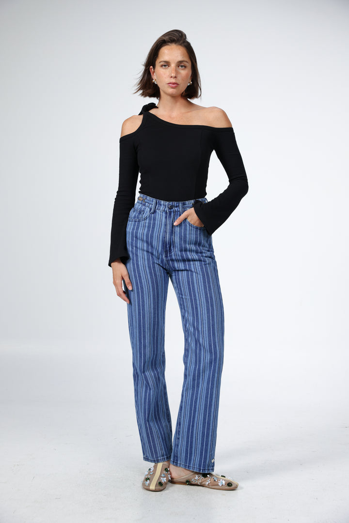 T Star Blue Striped Denim