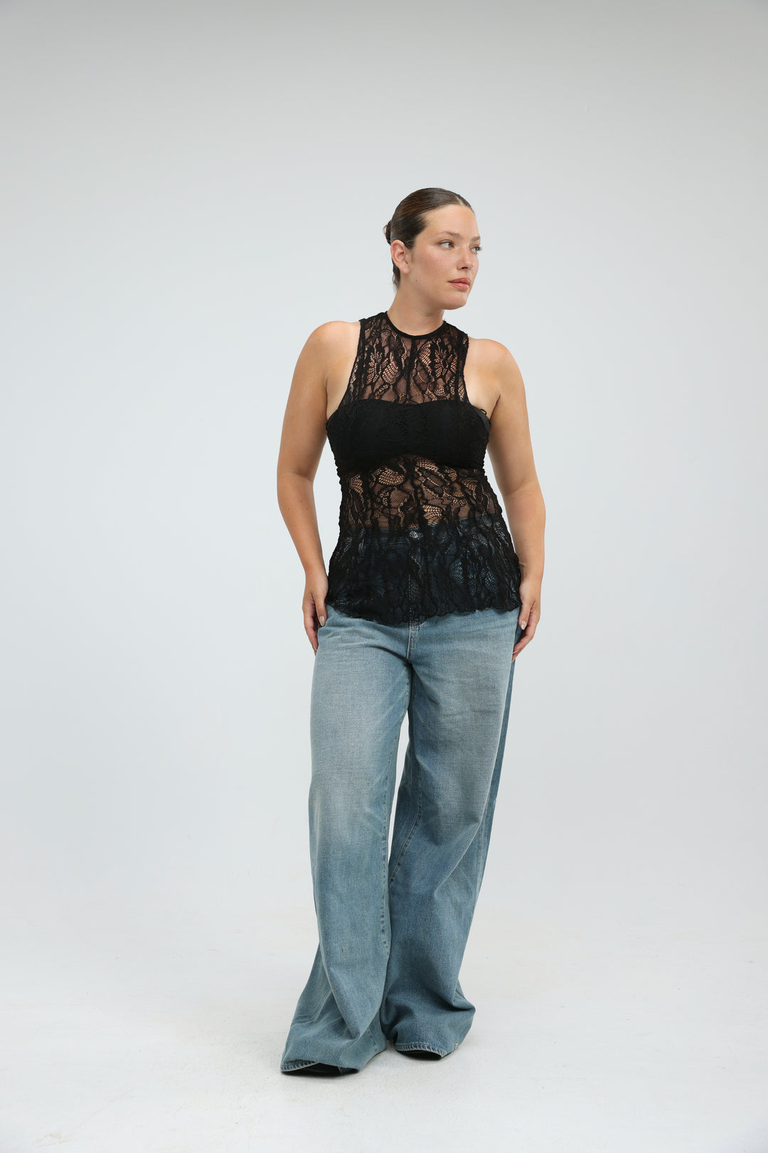 Long Black Lace Tank