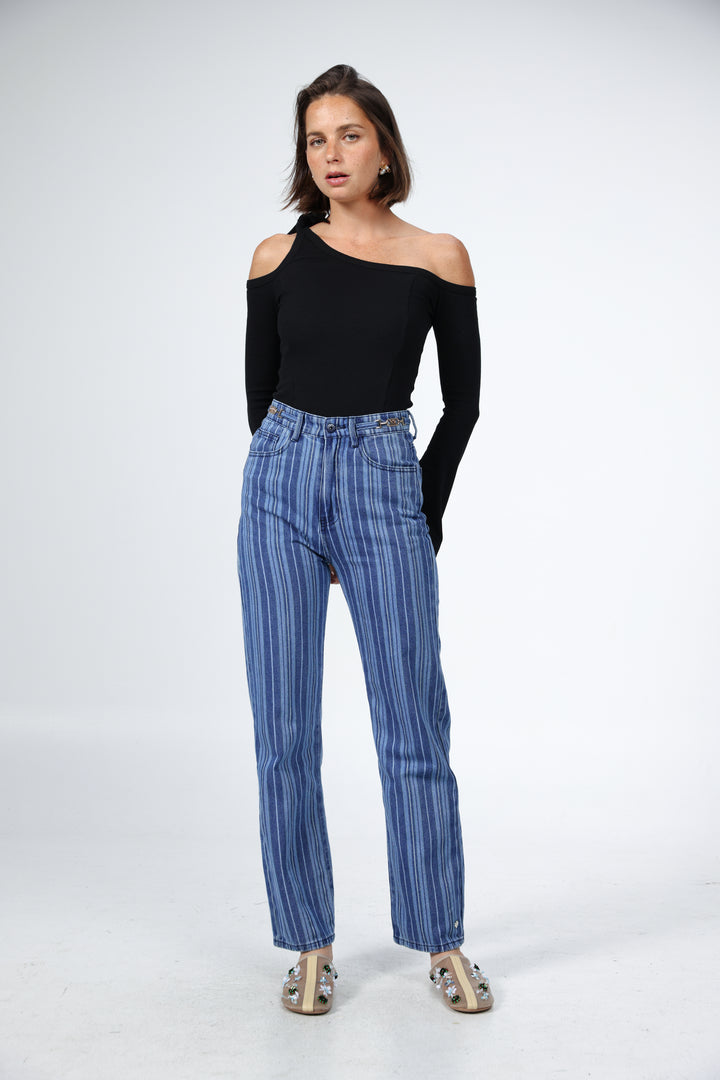 T Star Blue Striped Denim