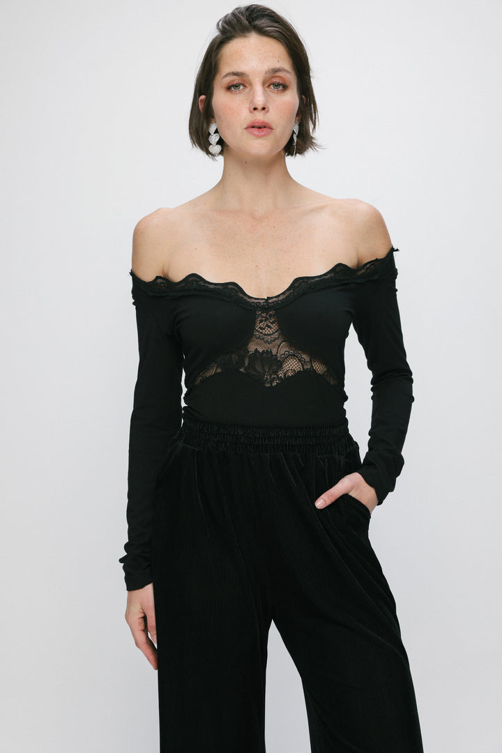 Starlit Black Off Shoulder Top