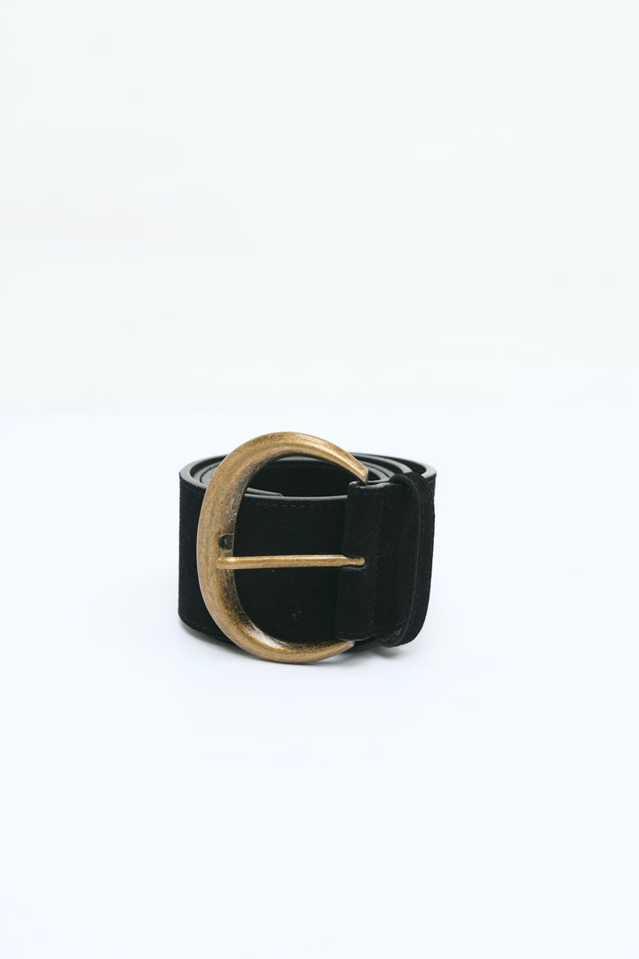 Wide Black Suede Belt