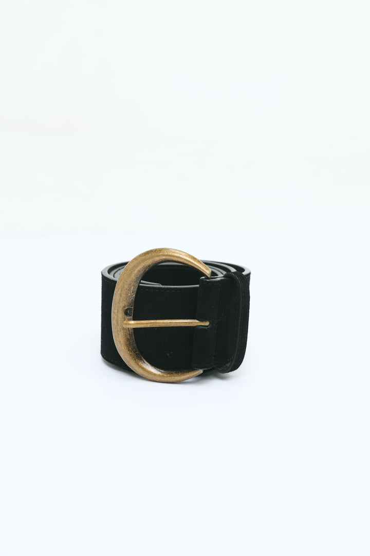 Wide Black Suede Belt