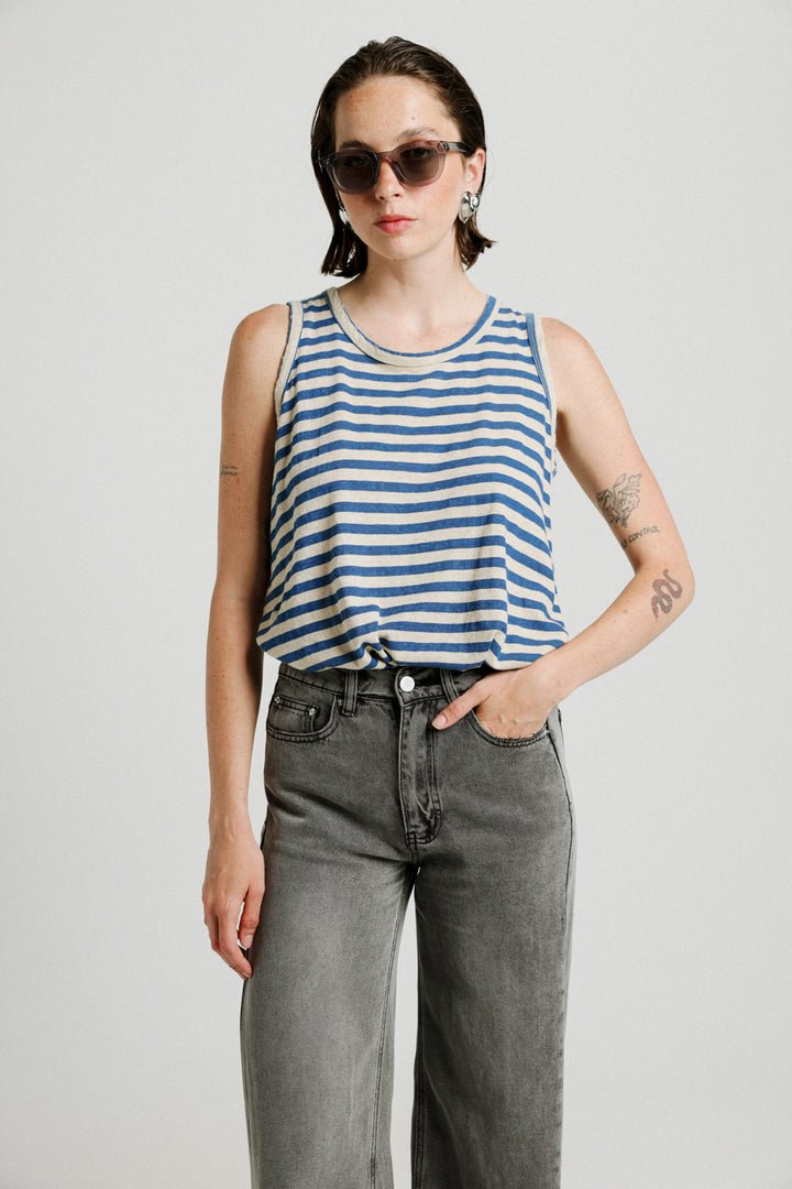 Vaycay Blue Striped Tank