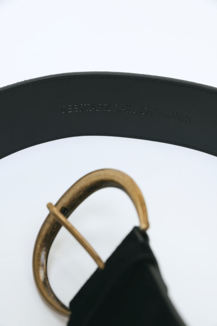 Wide Black Suede Belt