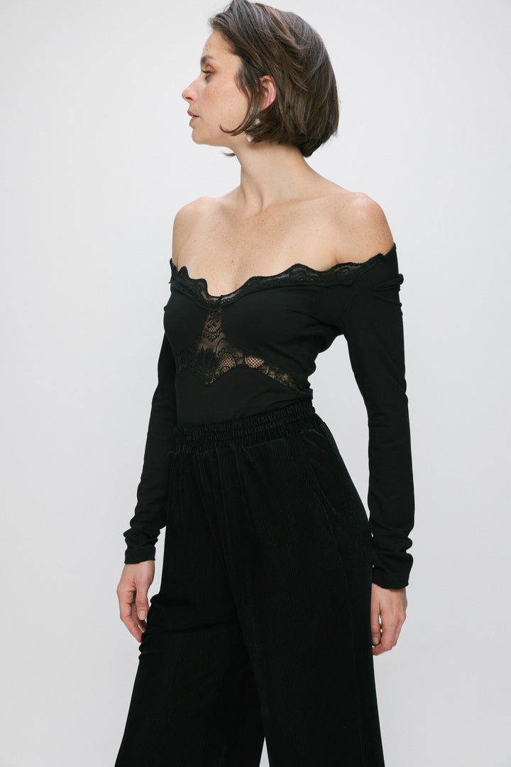 Starlit Black Off Shoulder Top