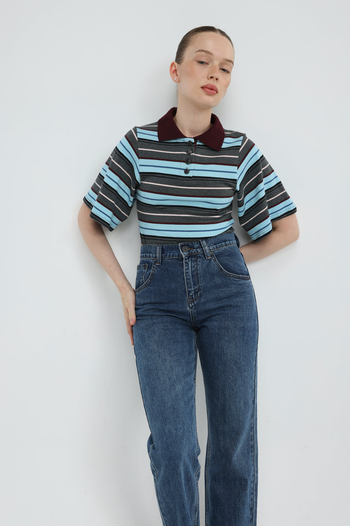 Sweet Blue Striped Polo