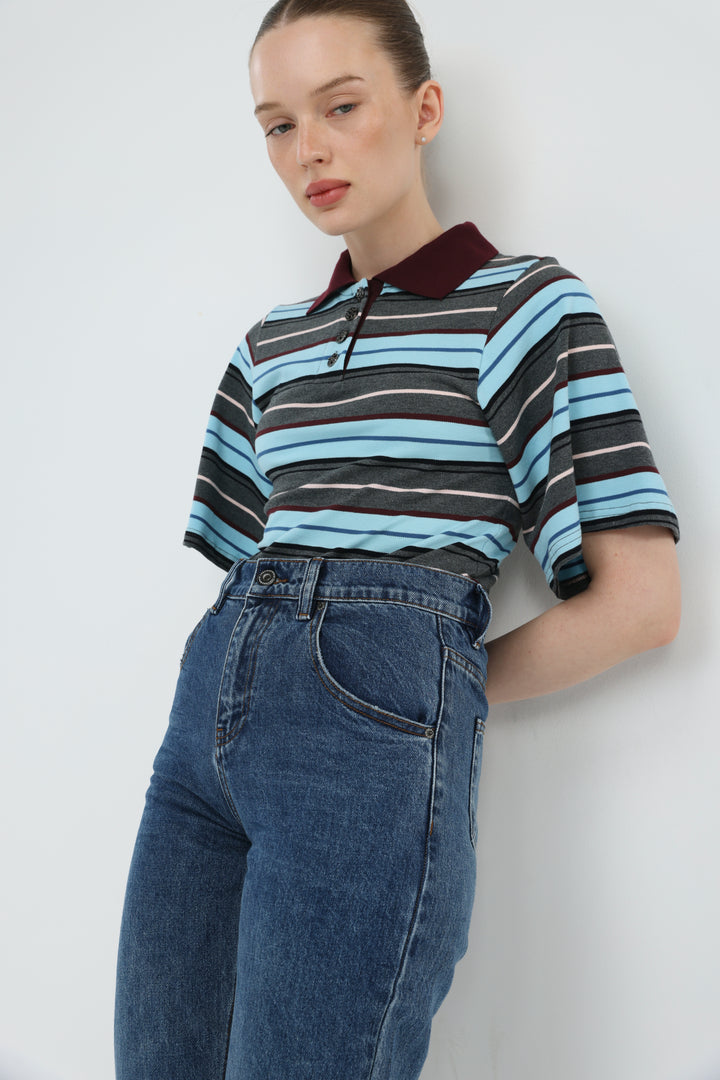 Sweet Blue Striped Polo