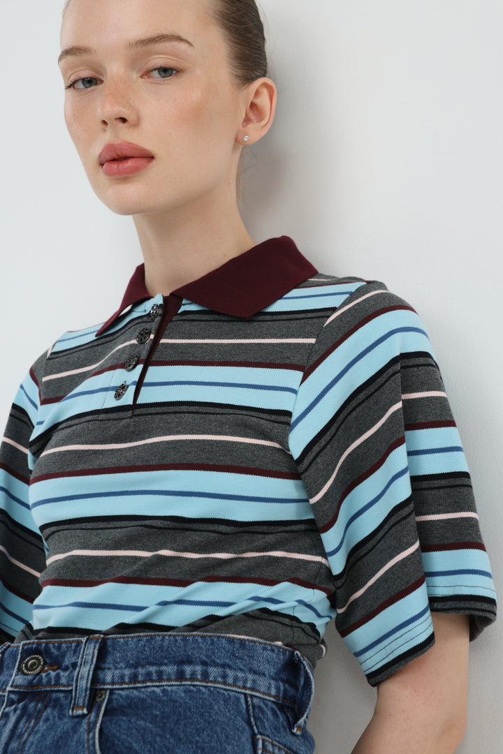 Sweet Blue Striped Polo