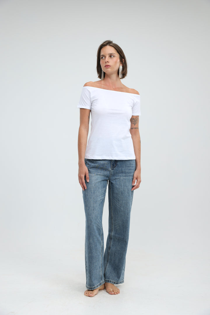 Clean49 White Off Shoulder Top