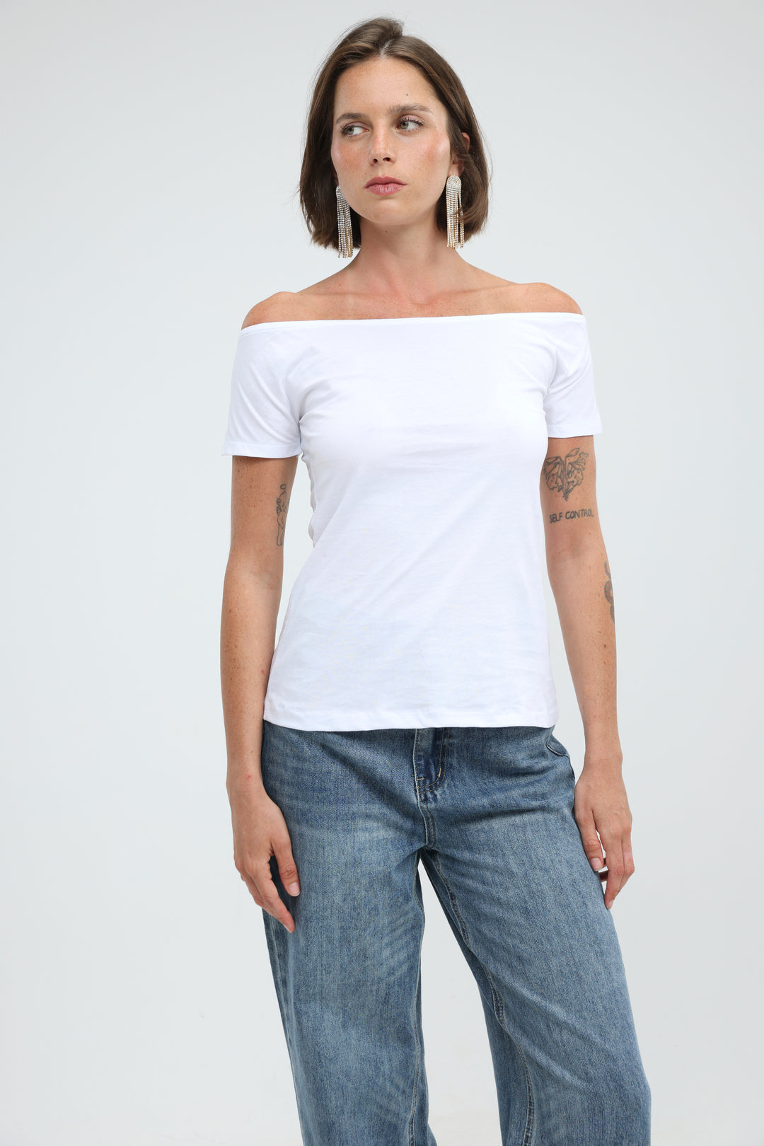 Clean49 White Off Shoulder Top