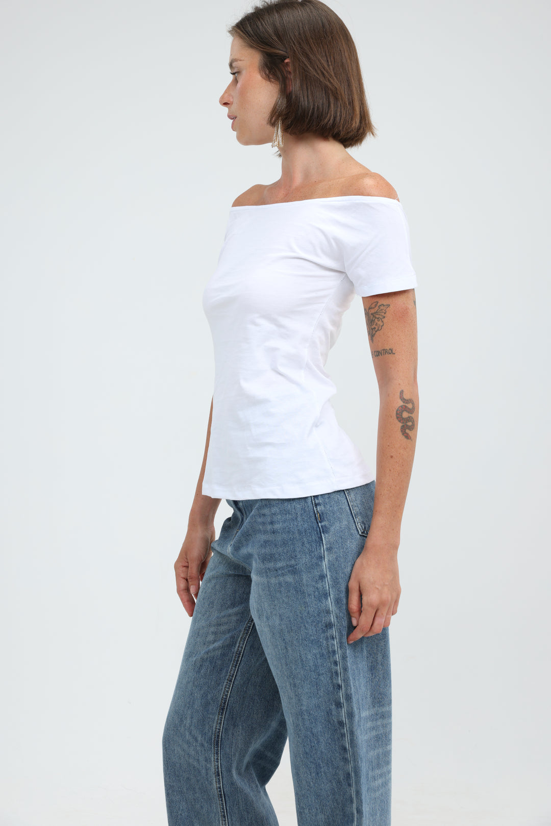Clean49 White Off Shoulder Top