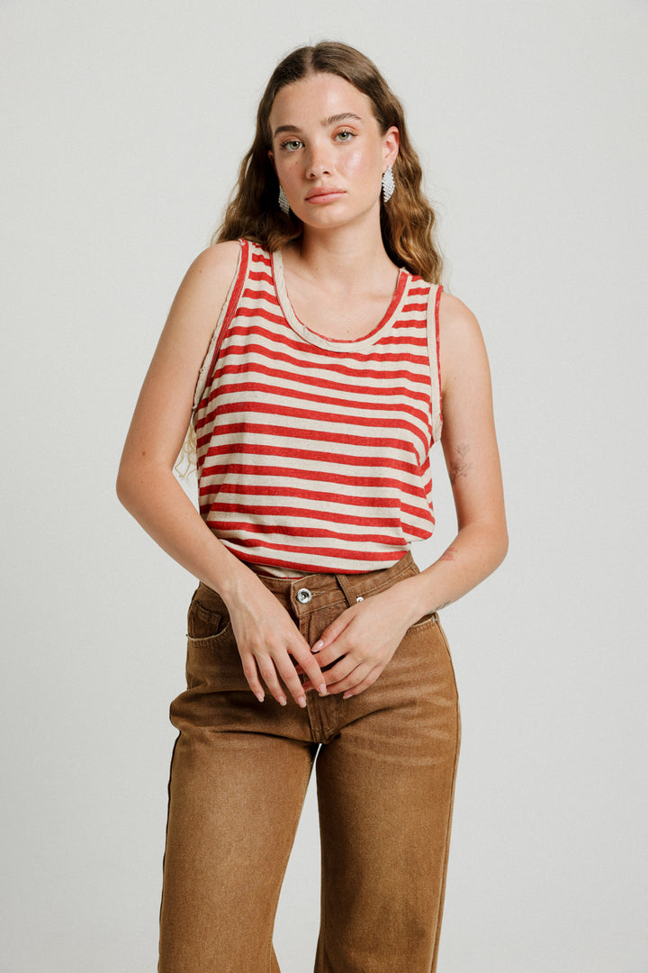 Vaycay Red Striped Tank