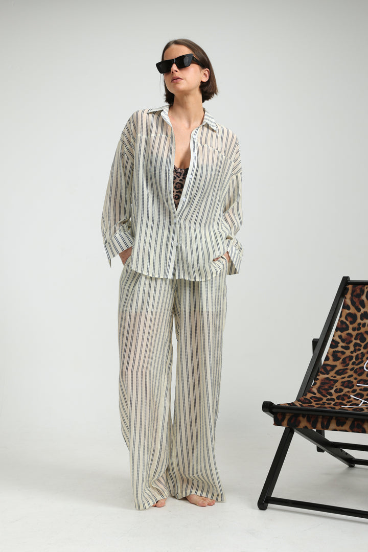 Fluid Cream Striped Bottoms