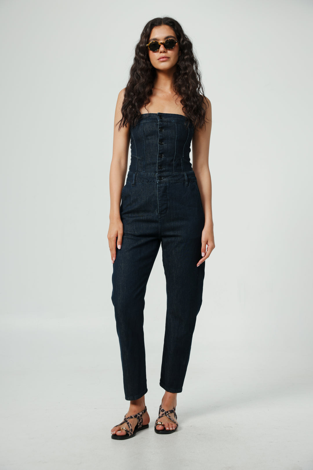 אוברול ג'ינס גזרה צמודה Star 488 Dark Denim Jumpsuit