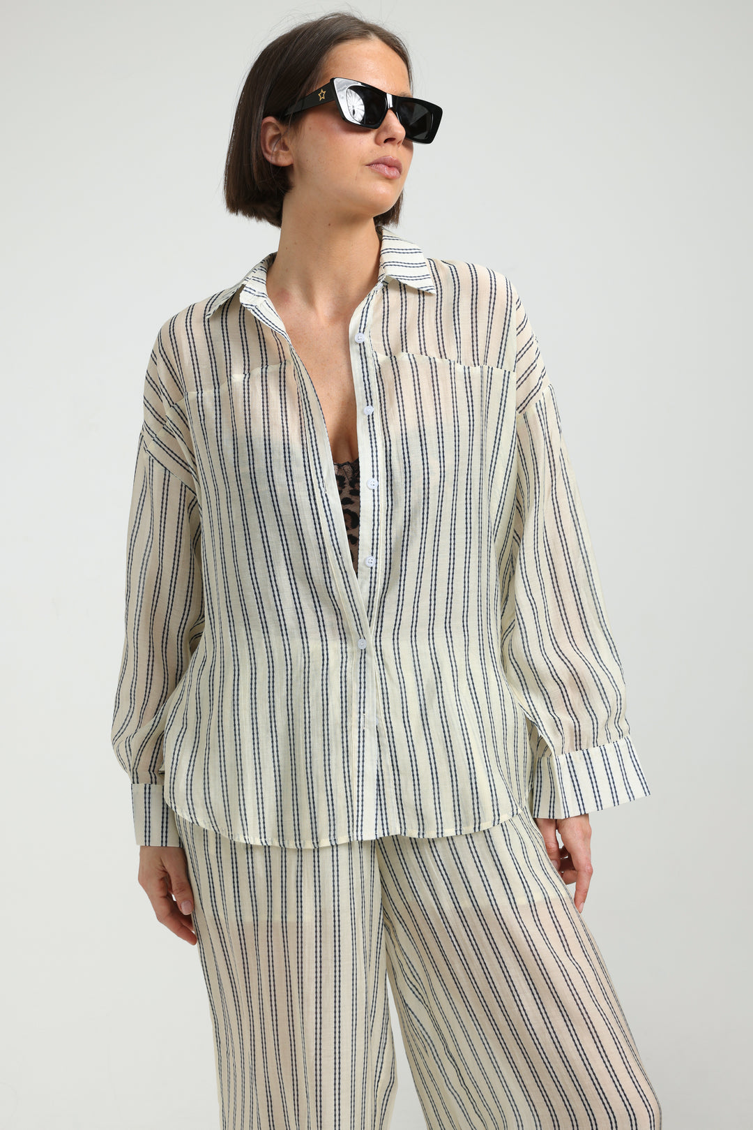 Fluid Cream Striped Shirt