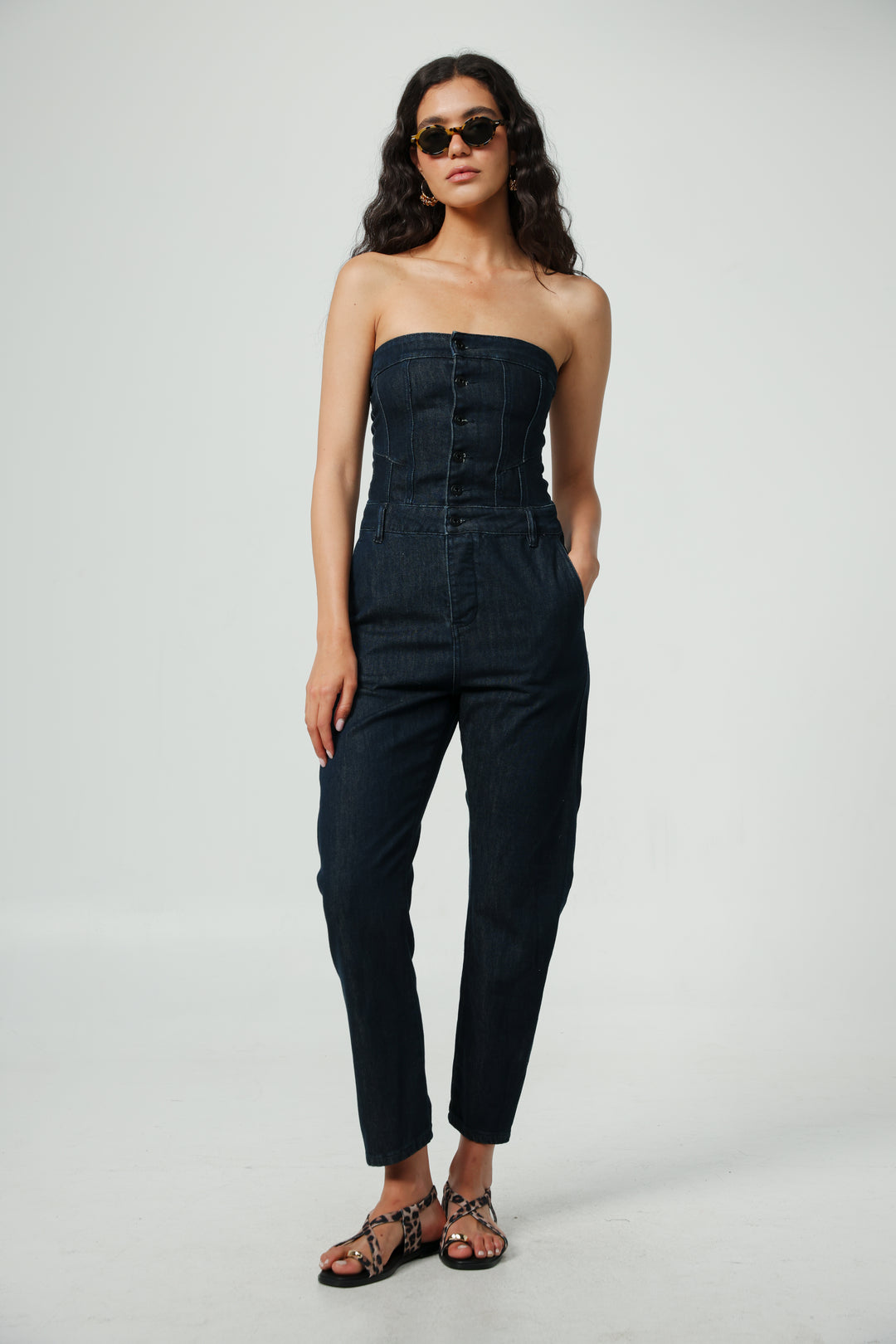 אוברול ג'ינס נשים כחול כהה Star 488 Dark Denim Jumpsuit