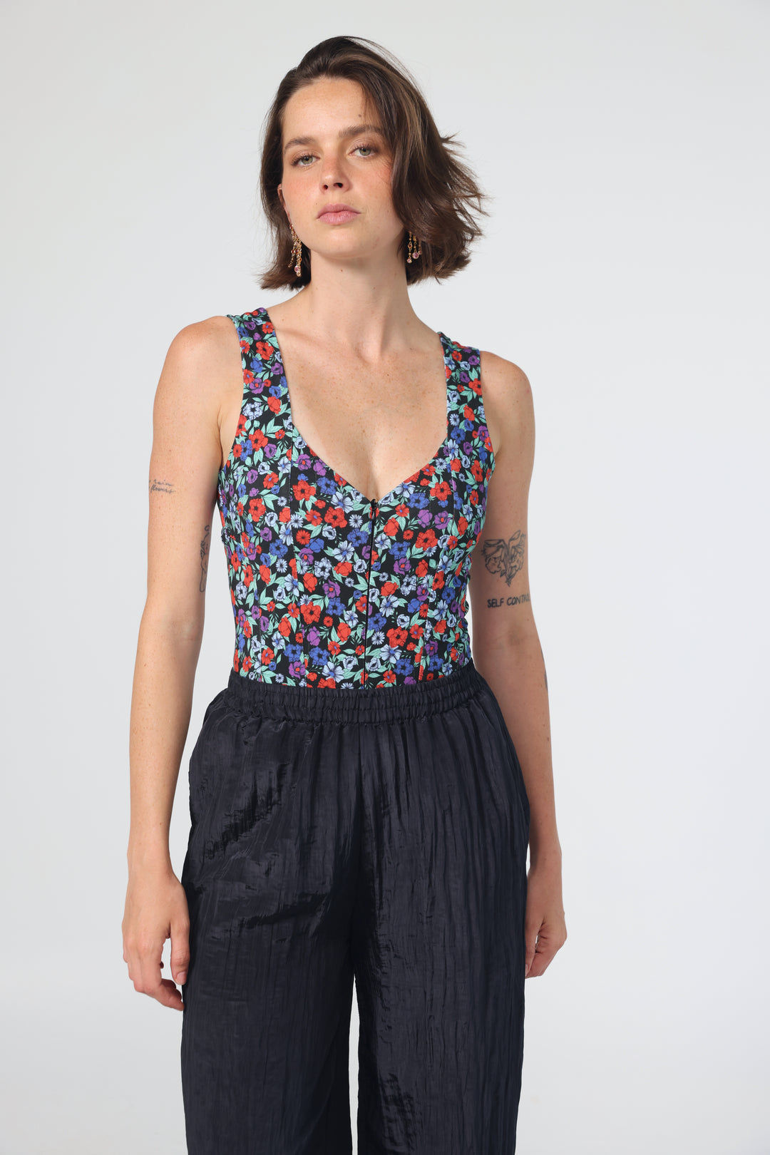 בגד גוף פרחוני Corset Floral Bodysuit