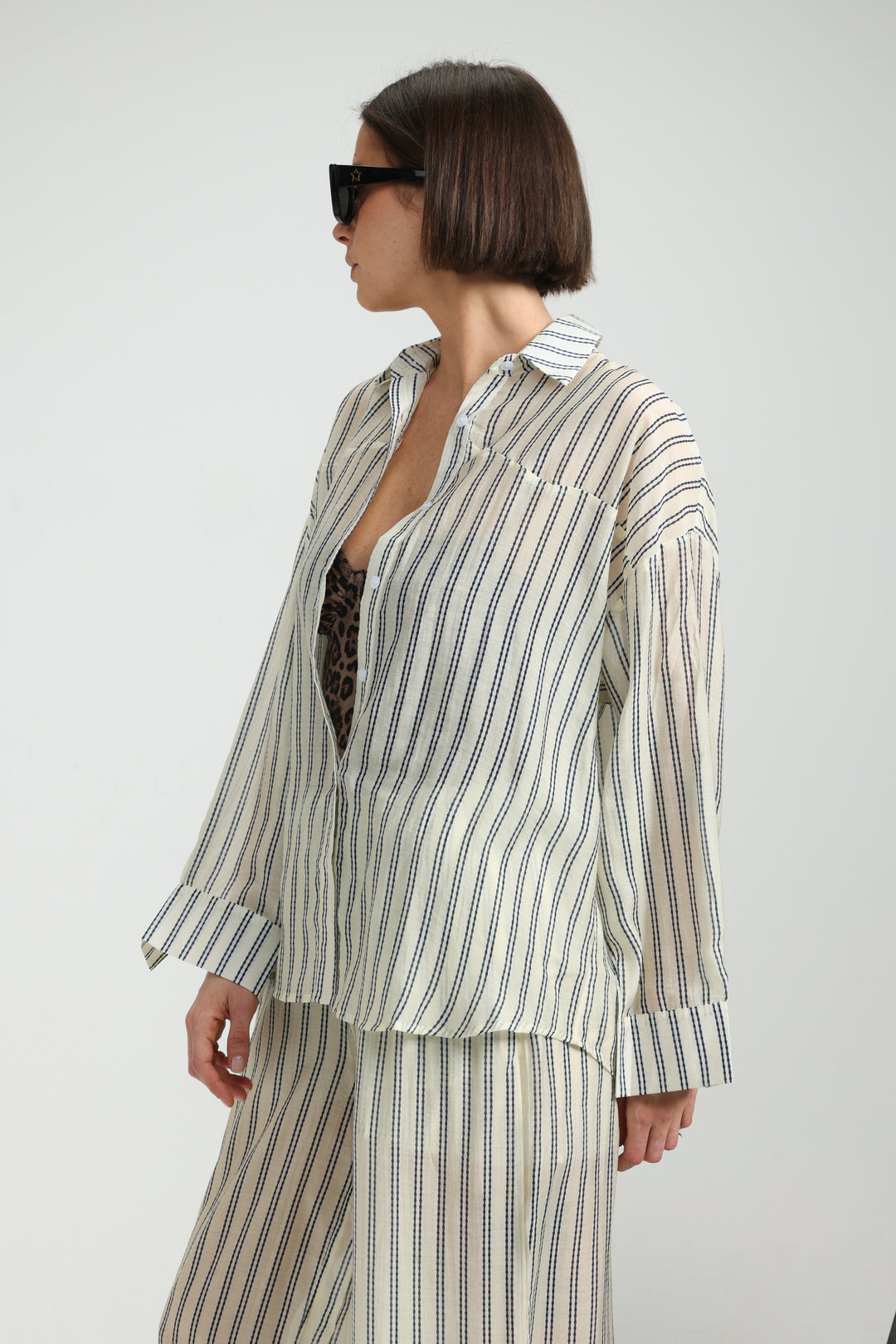Fluid Cream Striped Shirt