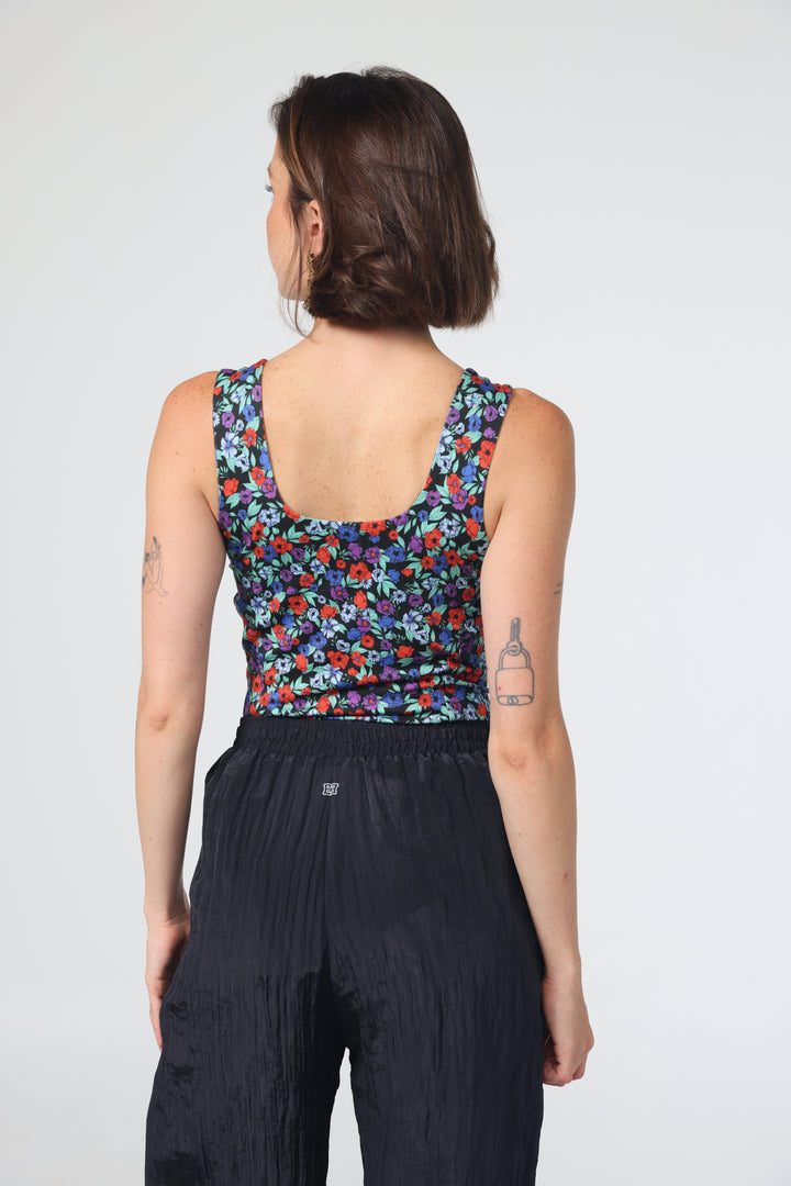 בגד גוף פרחוני גב מרובע Corset Floral Bodysuit