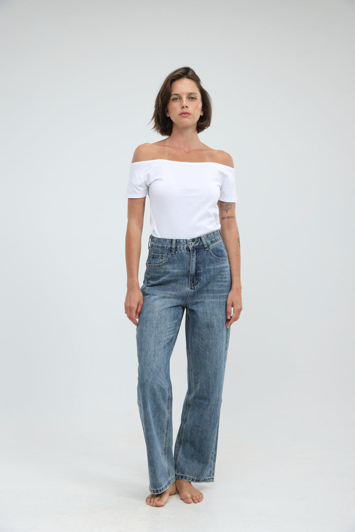 Clean49 White Off Shoulder Top