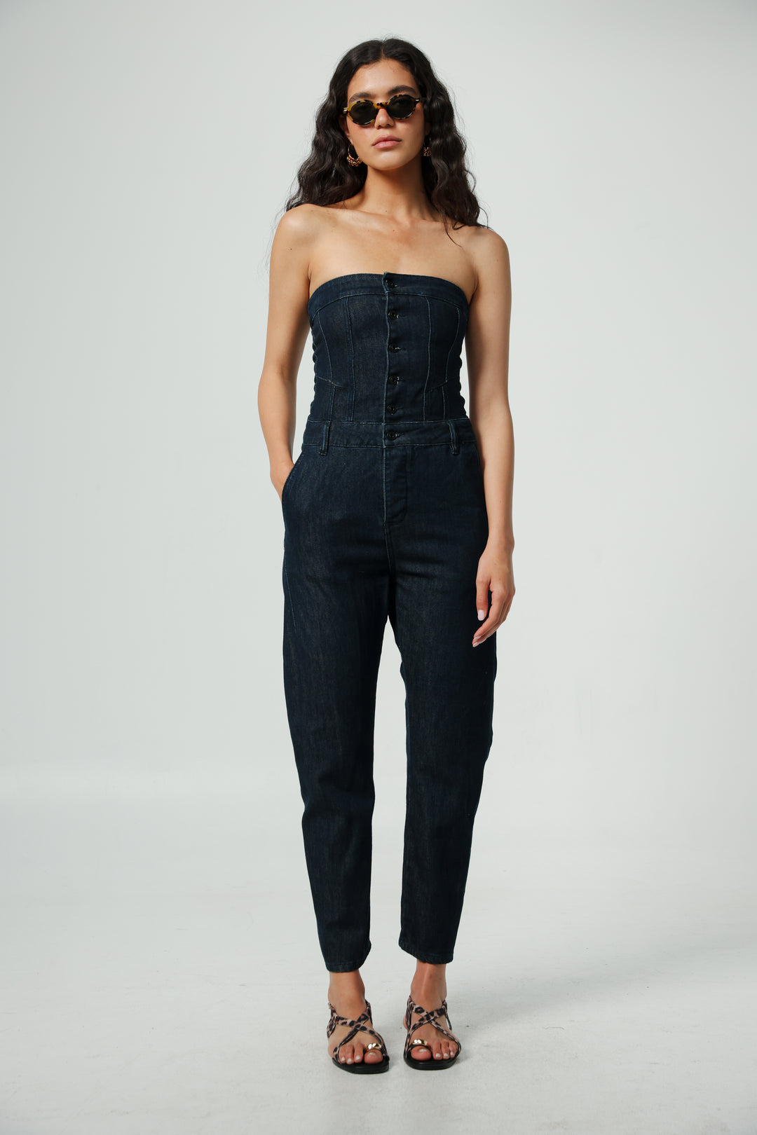 אוברול ג'ינס 100% כותנה Star 488 Dark Denim Jumpsuit
