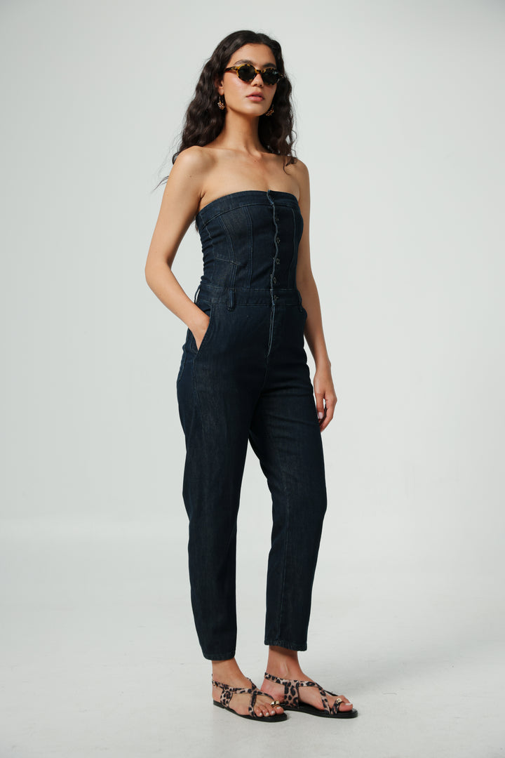 אוברול ג'ינס מידה S Star 488 Dark Denim Jumpsuit