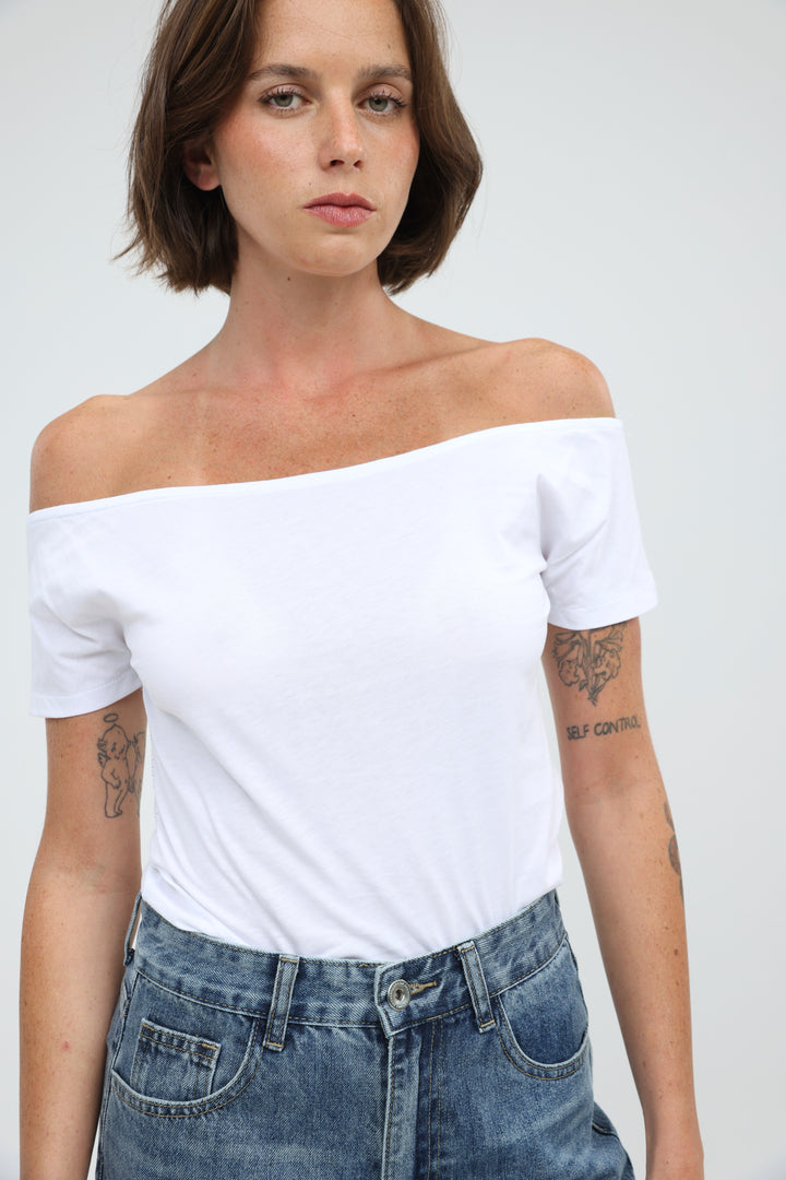 Clean49 White Off Shoulder Top