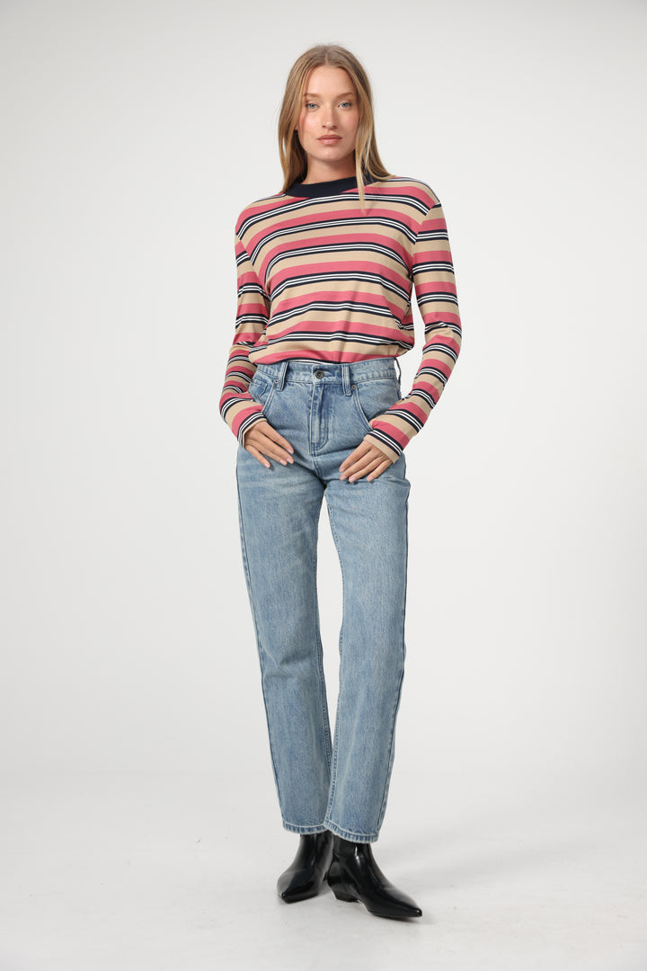 Rebase Beige Striped Shirt