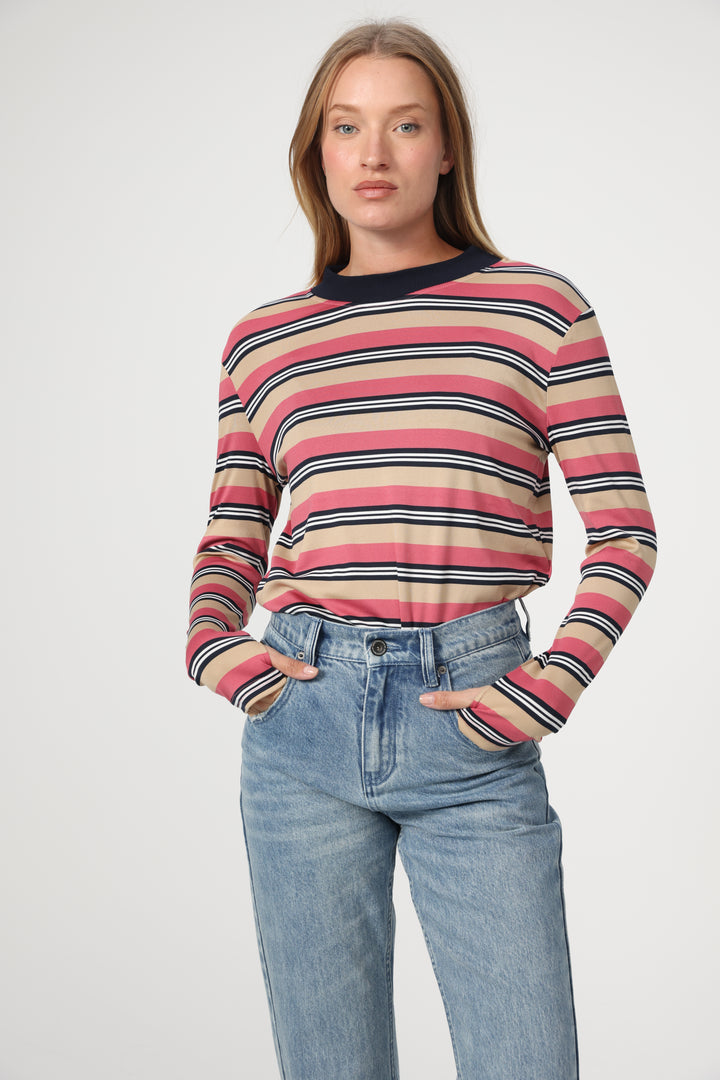 Rebase Beige Striped Shirt