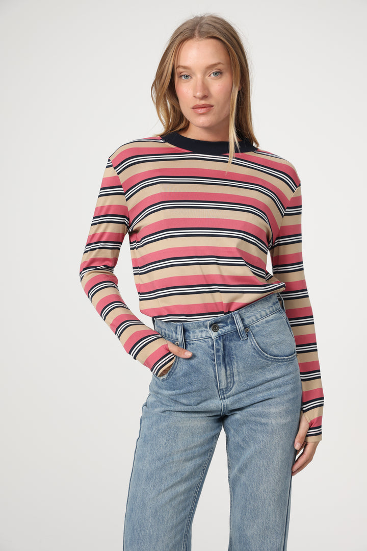 Rebase Beige Striped Shirt