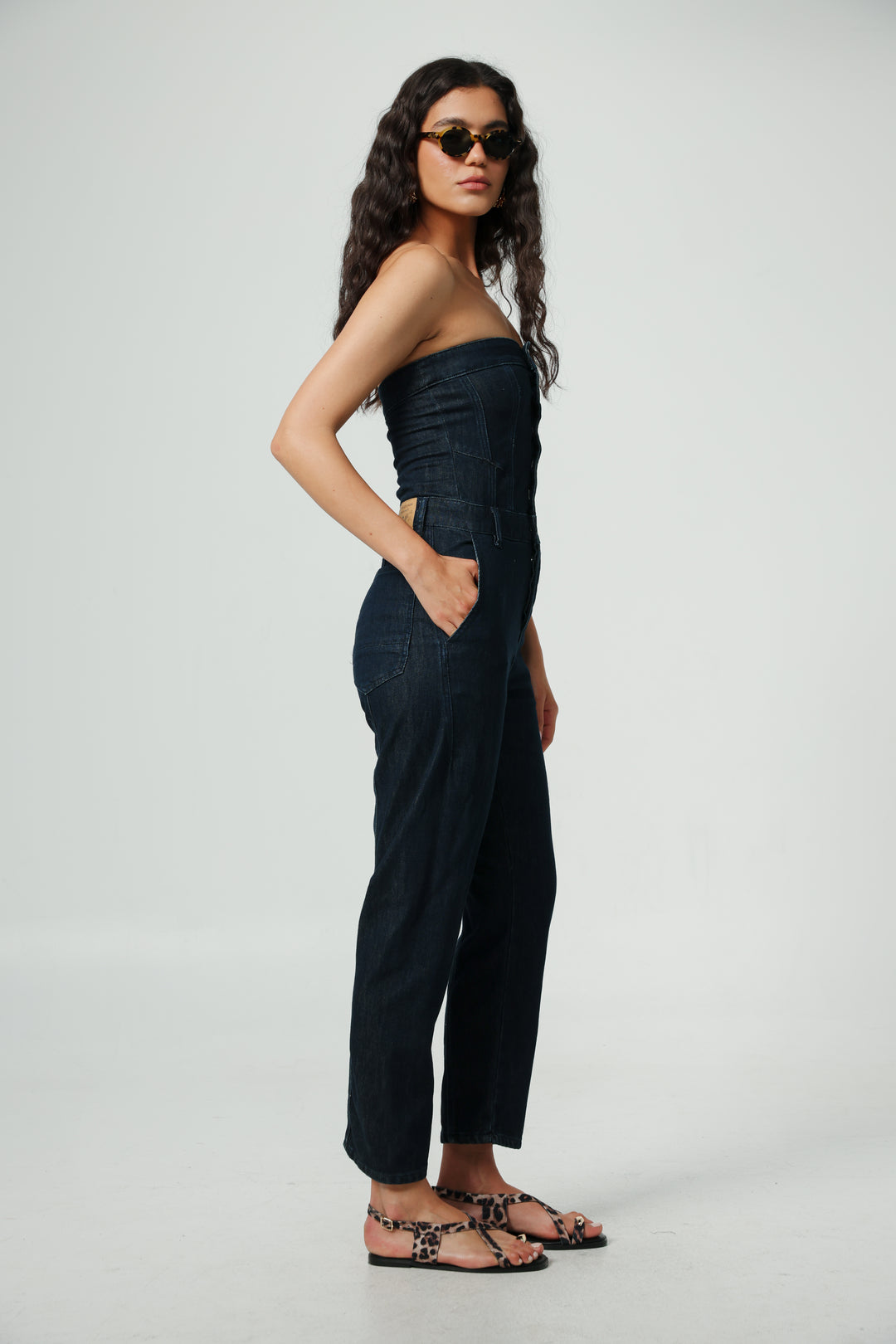 אוברול ג'ינס לנשים בצבע כחול כהה Star 488 Dark Denim Jumpsuit