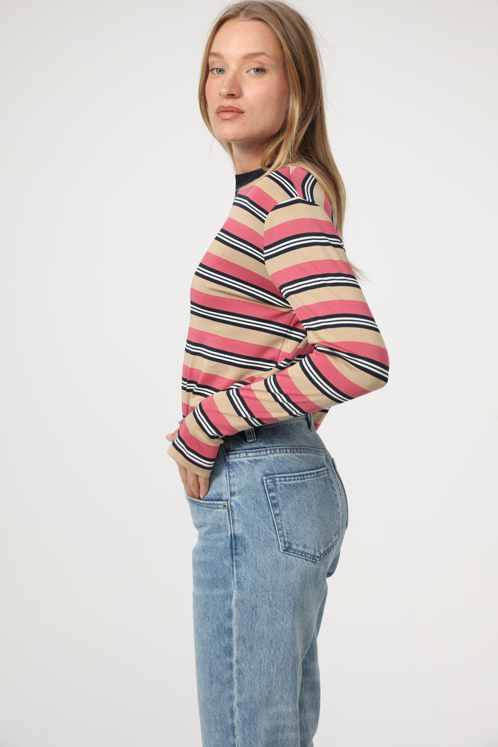 Rebase Beige Striped Shirt