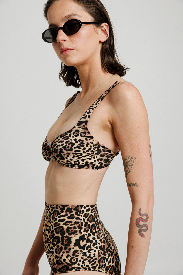 Hepburn Leopard Bikini Top